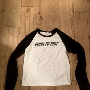 Born to ride baseball t-shirt xs